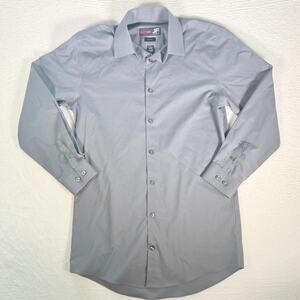 J Ferrar Slim Dress Shirt Mens S (14-14.5) 32-33 Gray Button Up Long Sleeve